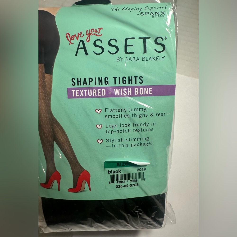 SPANX Assets by Sara Blakely‎ Shaping Tights Women's 3 Black Textured Wish Bone